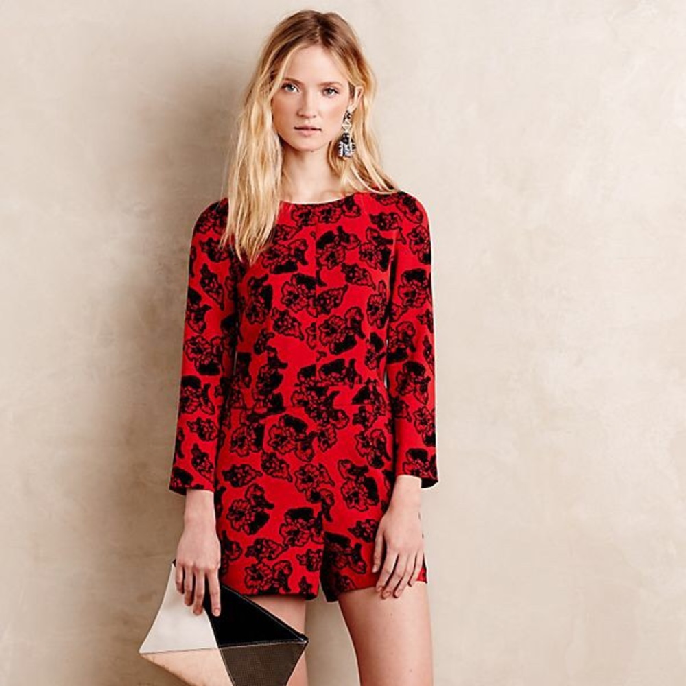 [SOLD] ANTHROPOLOGIE Peter Som Red Blaine Romper